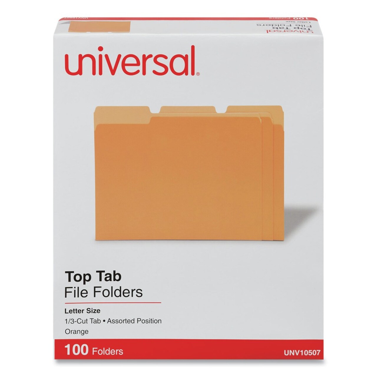 Universal Deluxe Colored 1/3-Cut Top Tabs Letter Size File Folders - Orange/Light Orange (100/Box)